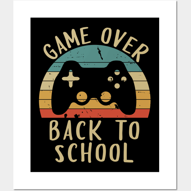 Game over back to school with game controller design Wall Art by colorbyte